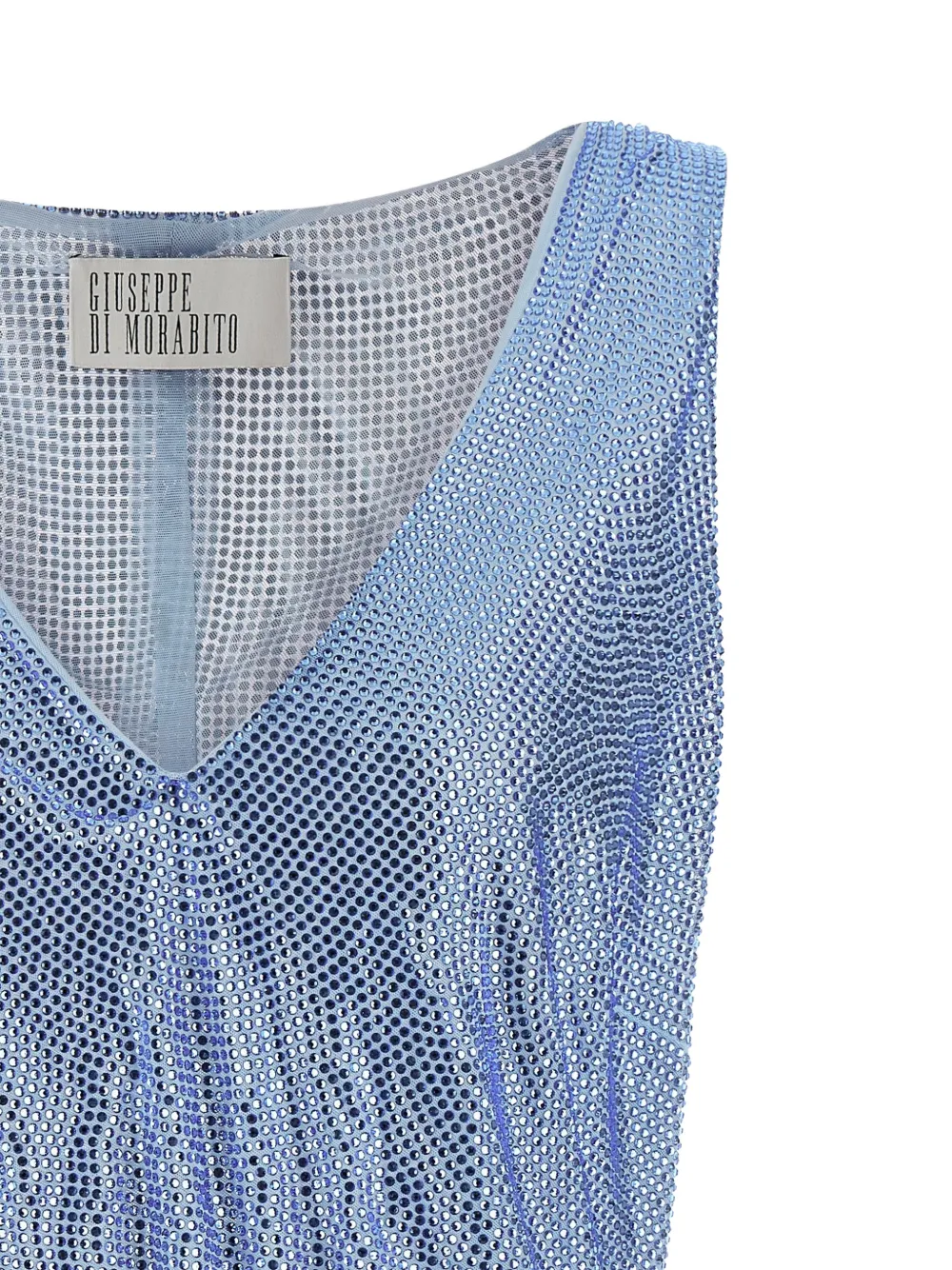 Giuseppe Di Morabito Top verfraaid met stras en verenafwerking Blauw