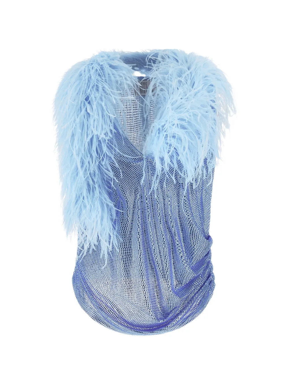 Giuseppe Di Morabito Top verfraaid met stras en verenafwerking Blauw