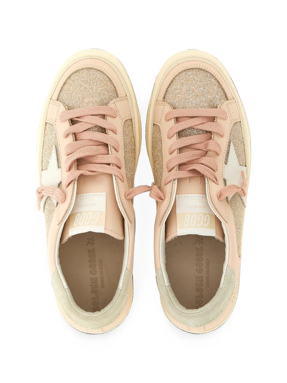 Golden Goose Kids May glitter-panel sneakers Roze