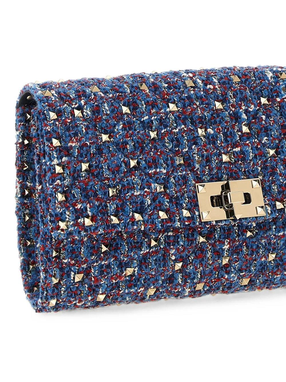 Valentino Garavani Rockstud Spike tweed shoulder bag Blauw