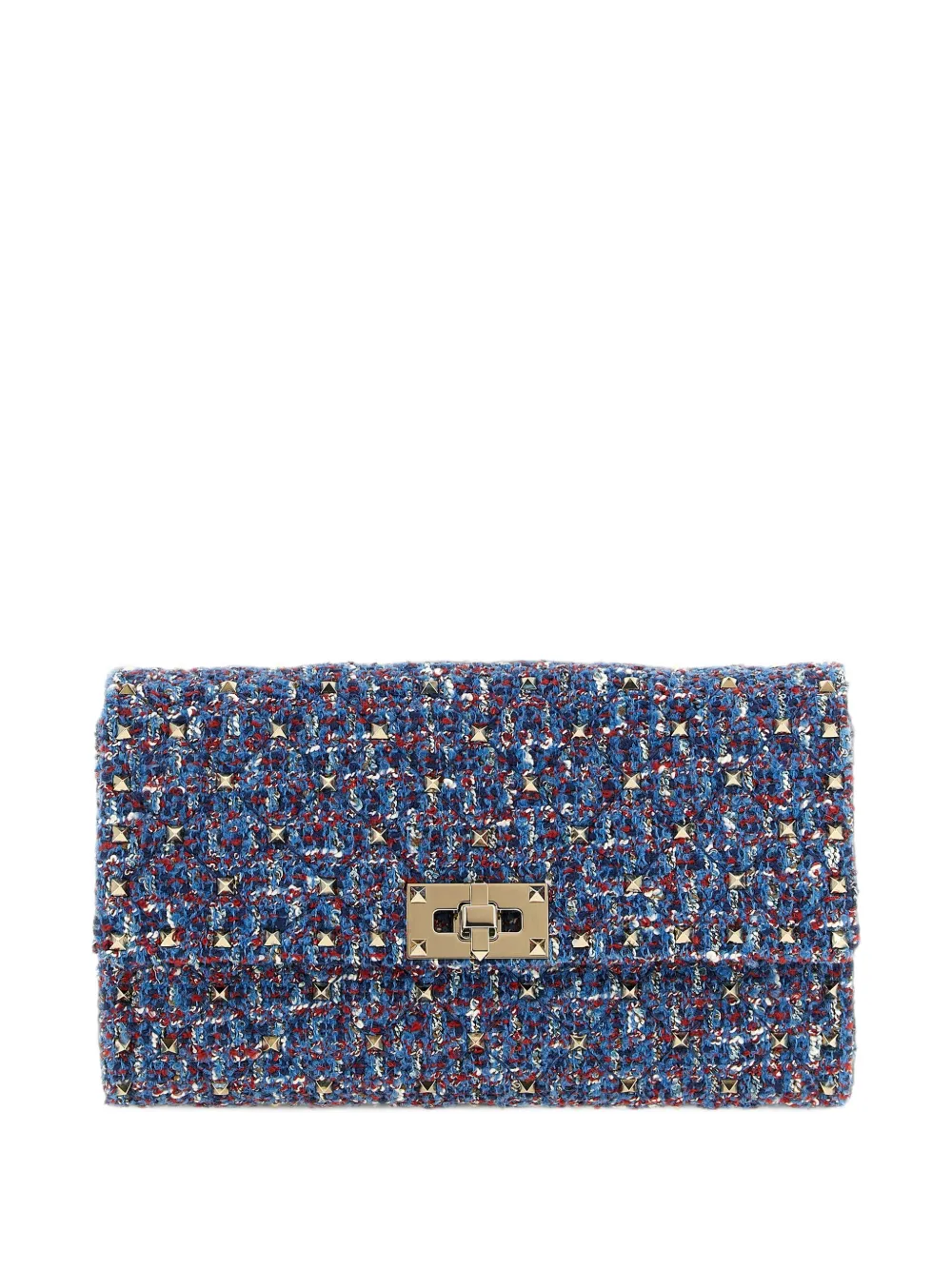 Valentino Garavani Rockstud Spike tweed shoulder bag - Blu