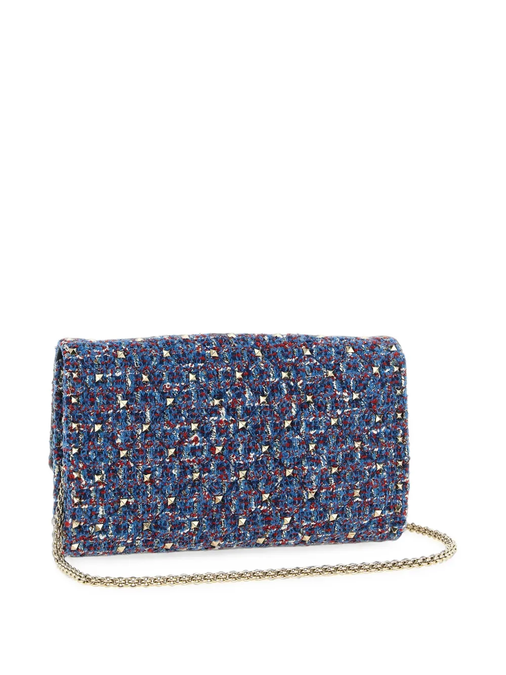 Valentino Garavani Rockstud Spike tweed shoulder bag Blauw