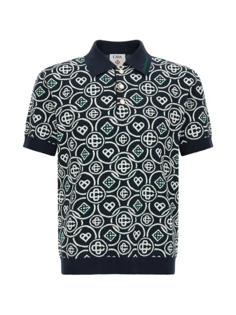 Casablanca polo de punto en jacquard con monograma