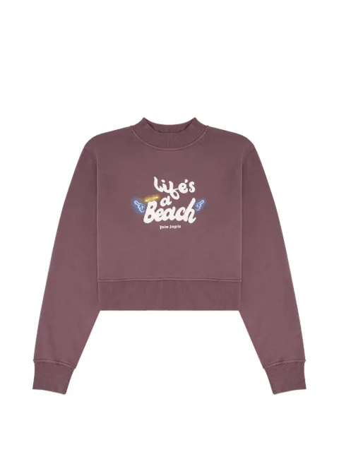 Palm Angels slogan-print cropped sweater