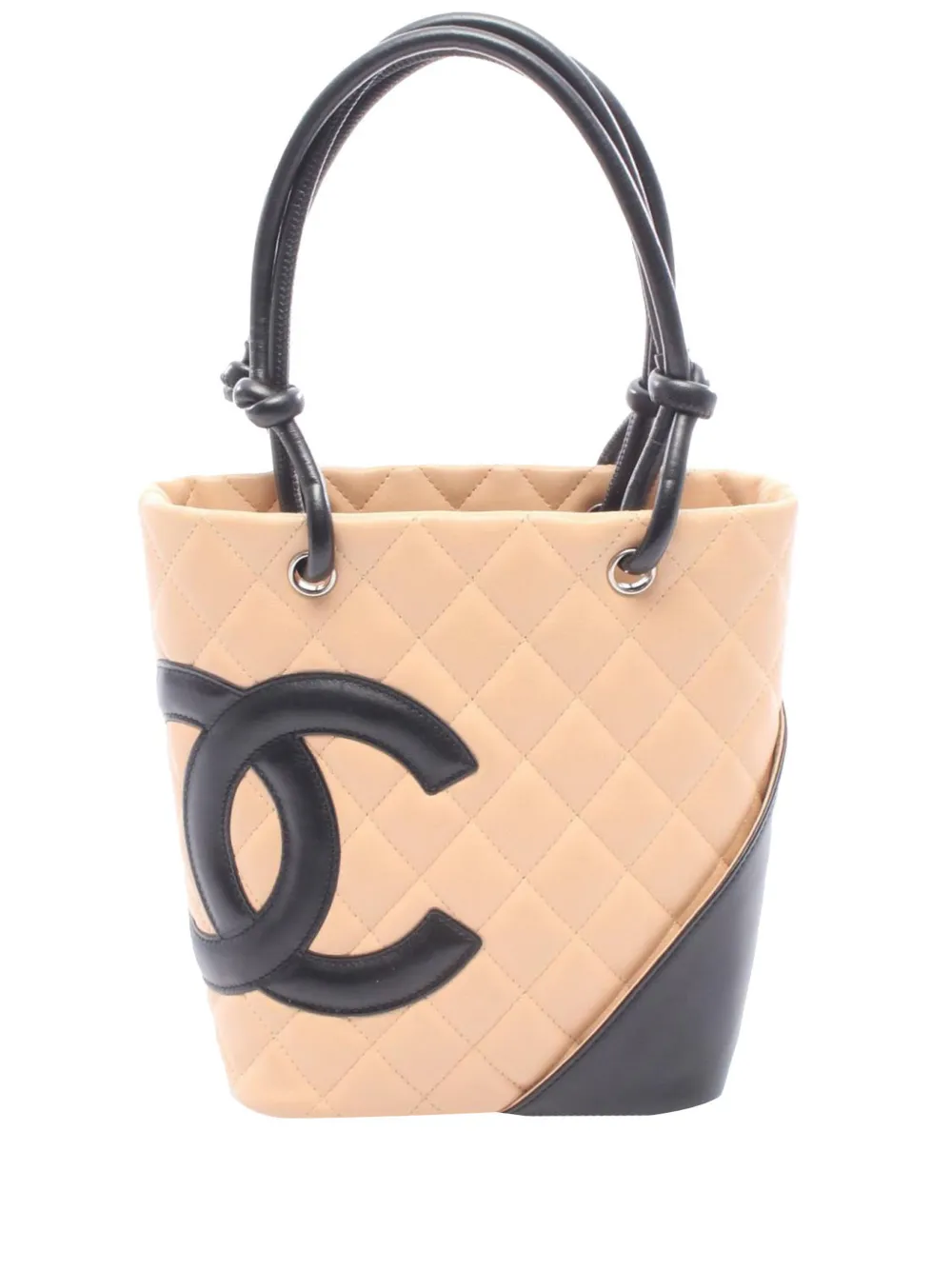 CHANEL Pre-Owned 2003-2004 Small Quilted Calfskin Cambon Ligne tote bag - Toni neutri