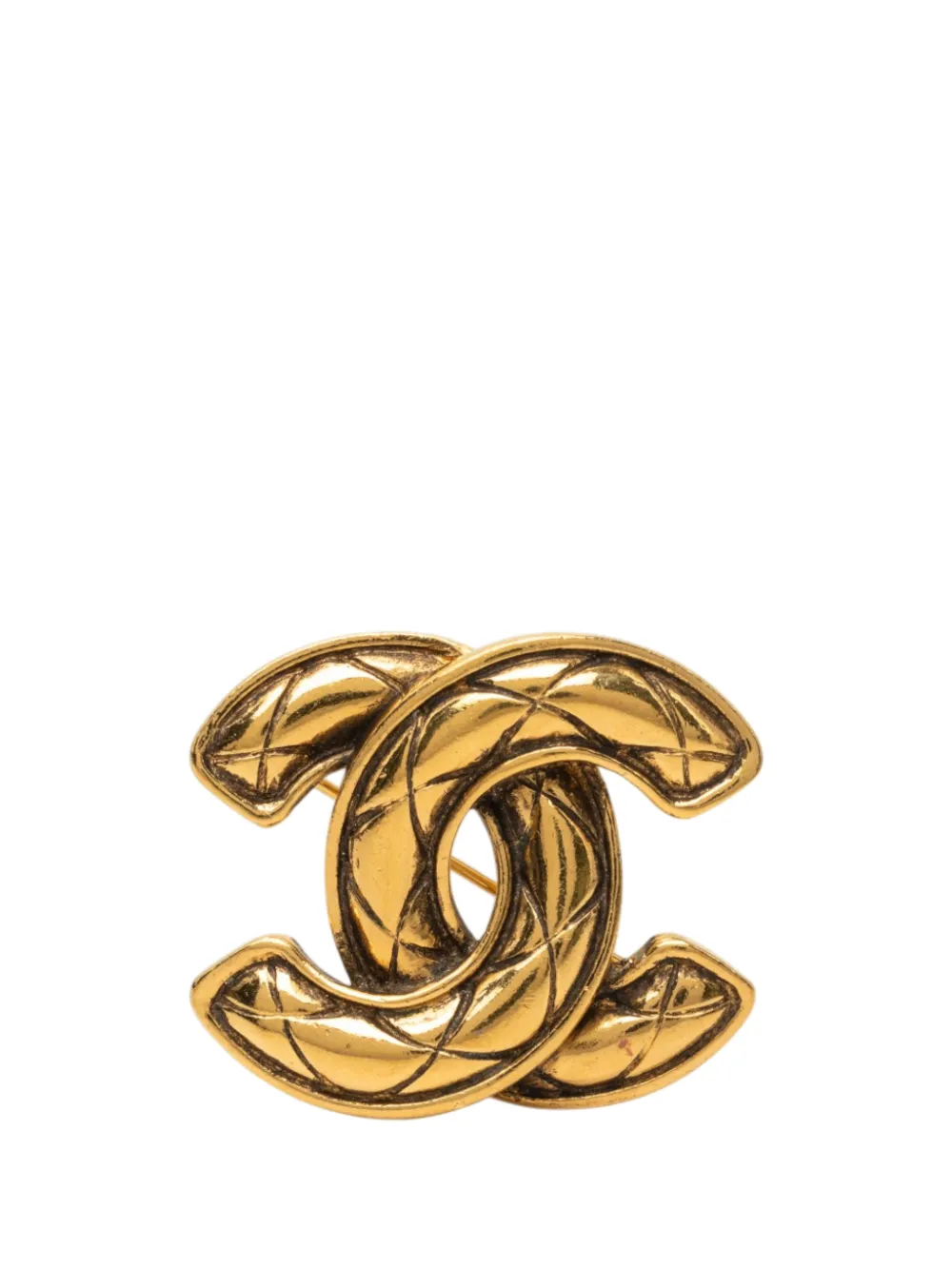 CHANEL Pre-Owned Spilla CC placcata oro con design trapuntato 1970-1980