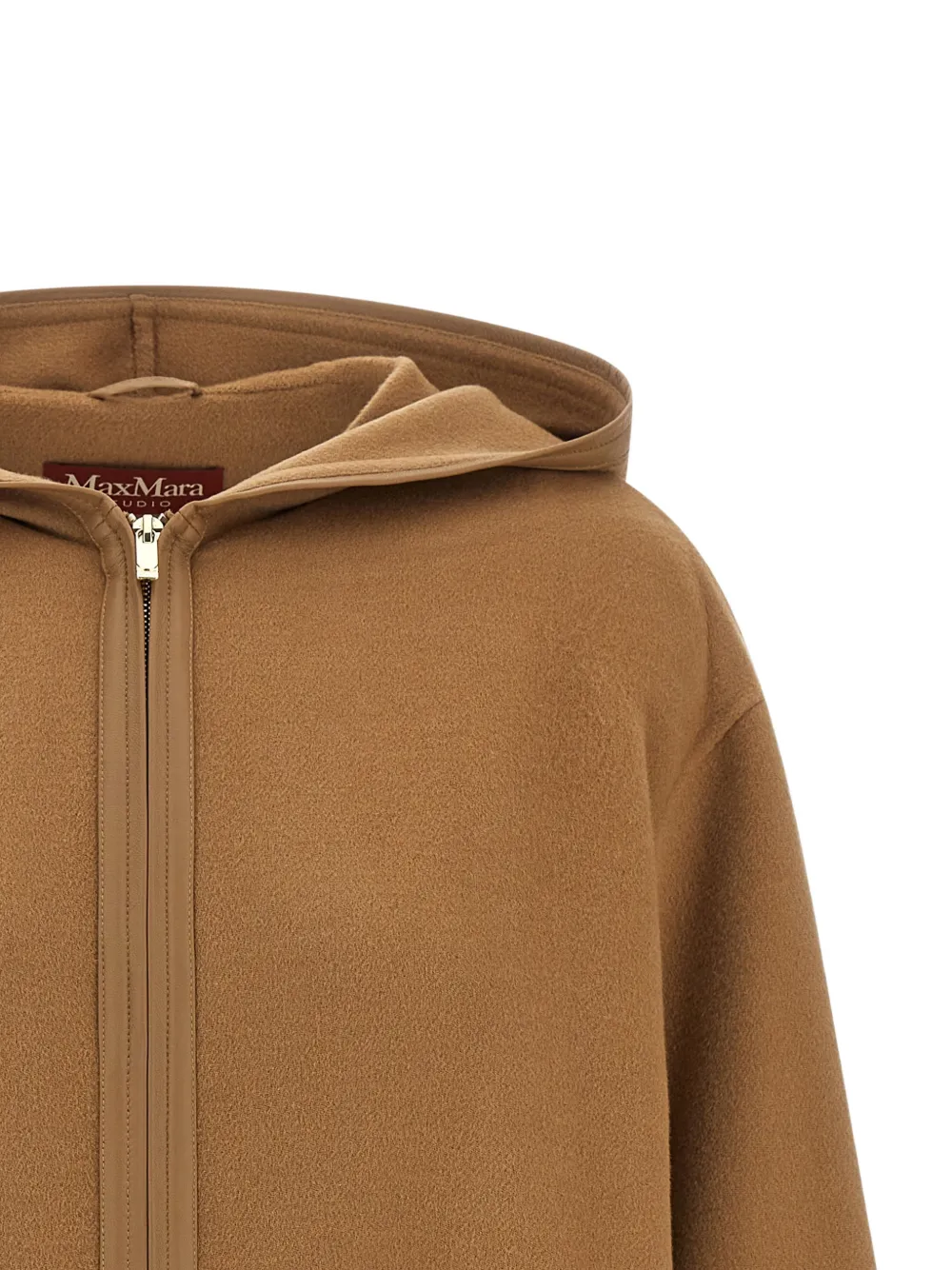 Max Mara hooded zip-up coat Beige
