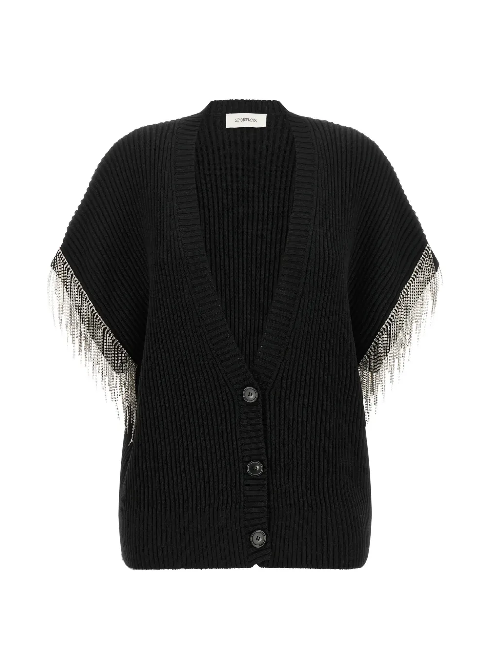 Sportmax Pagine vest met franje en stras Zwart