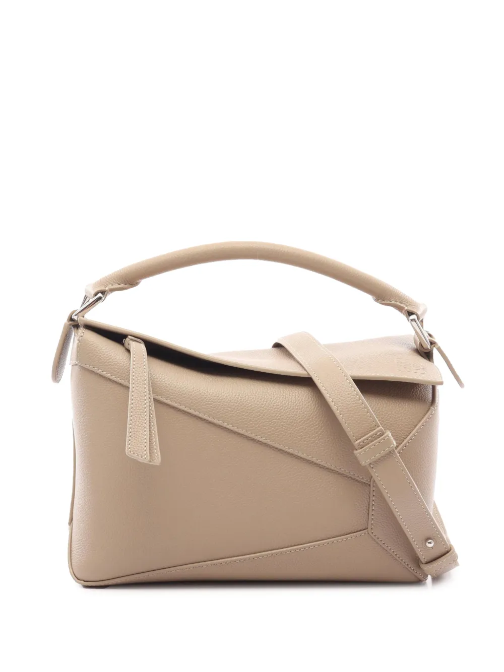 Pre-owned Loewe 2014-2026 Small Calfskin Puzzle Edge Satchel In Neutrals