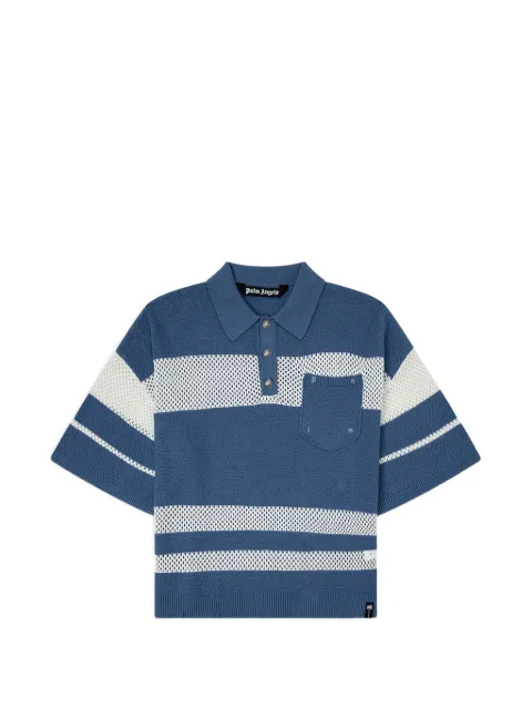 Palm Angels striped mesh-knit polo shirt