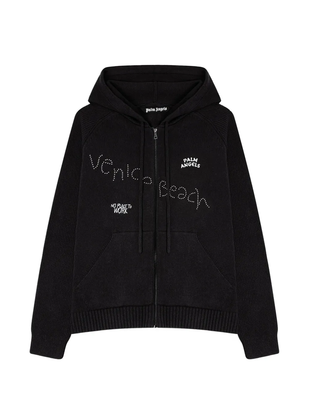 Palm Angels stud-embellished graphic-print hoodie - Black