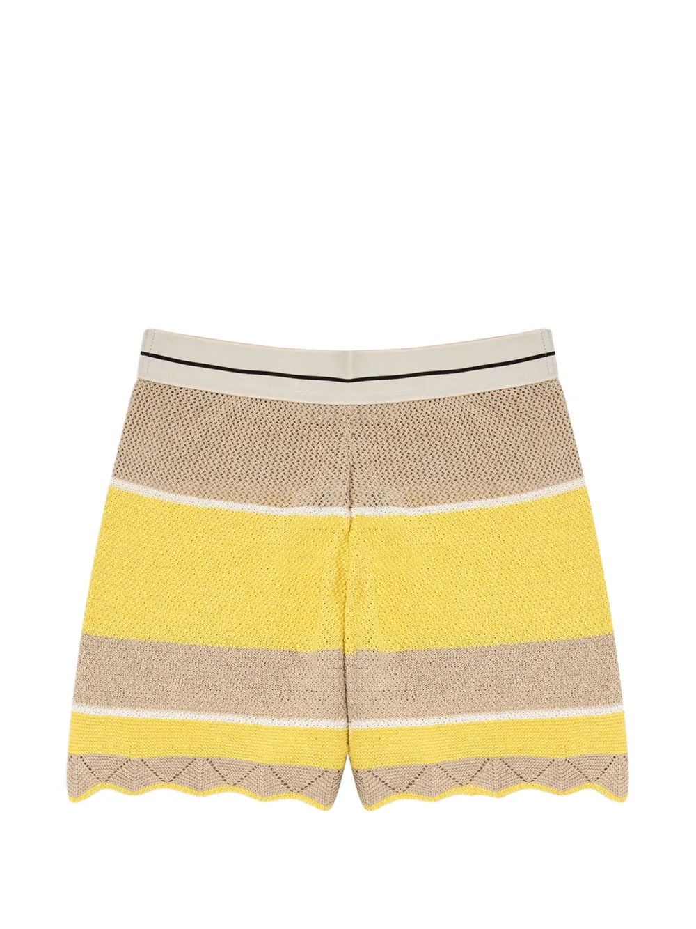 Palm Angels striped scalloped-edge shorts Geel
