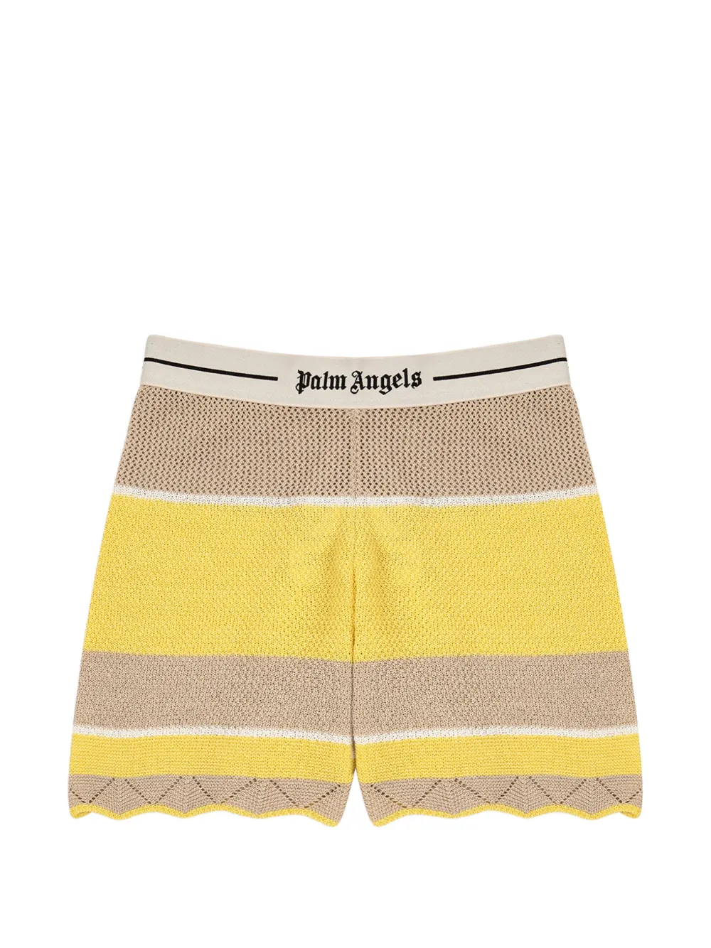 Palm Angels striped scalloped-edge shorts - Jaune