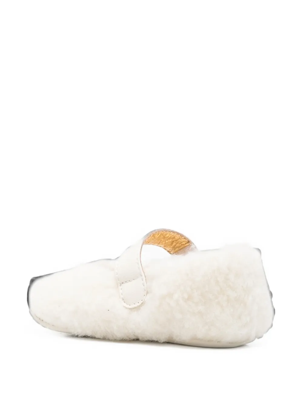 Elisabetta Franchi La Mia Bambina faux-fur logo-plaque ballet flats Beige