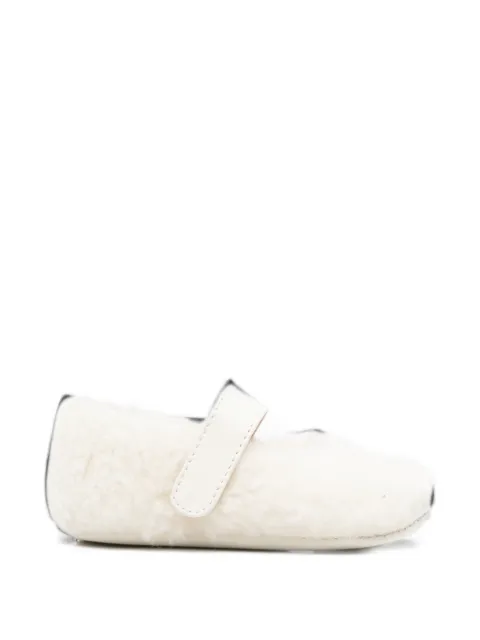 Elisabetta Franchi La Mia Bambina faux-fur logo-plaque ballet flats