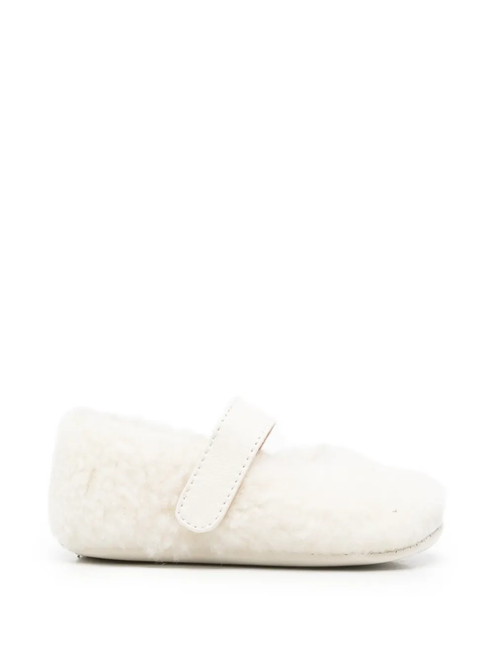 Elisabetta Franchi La Mia Bambina faux-fur logo-plaque ballet flats - Toni neutri