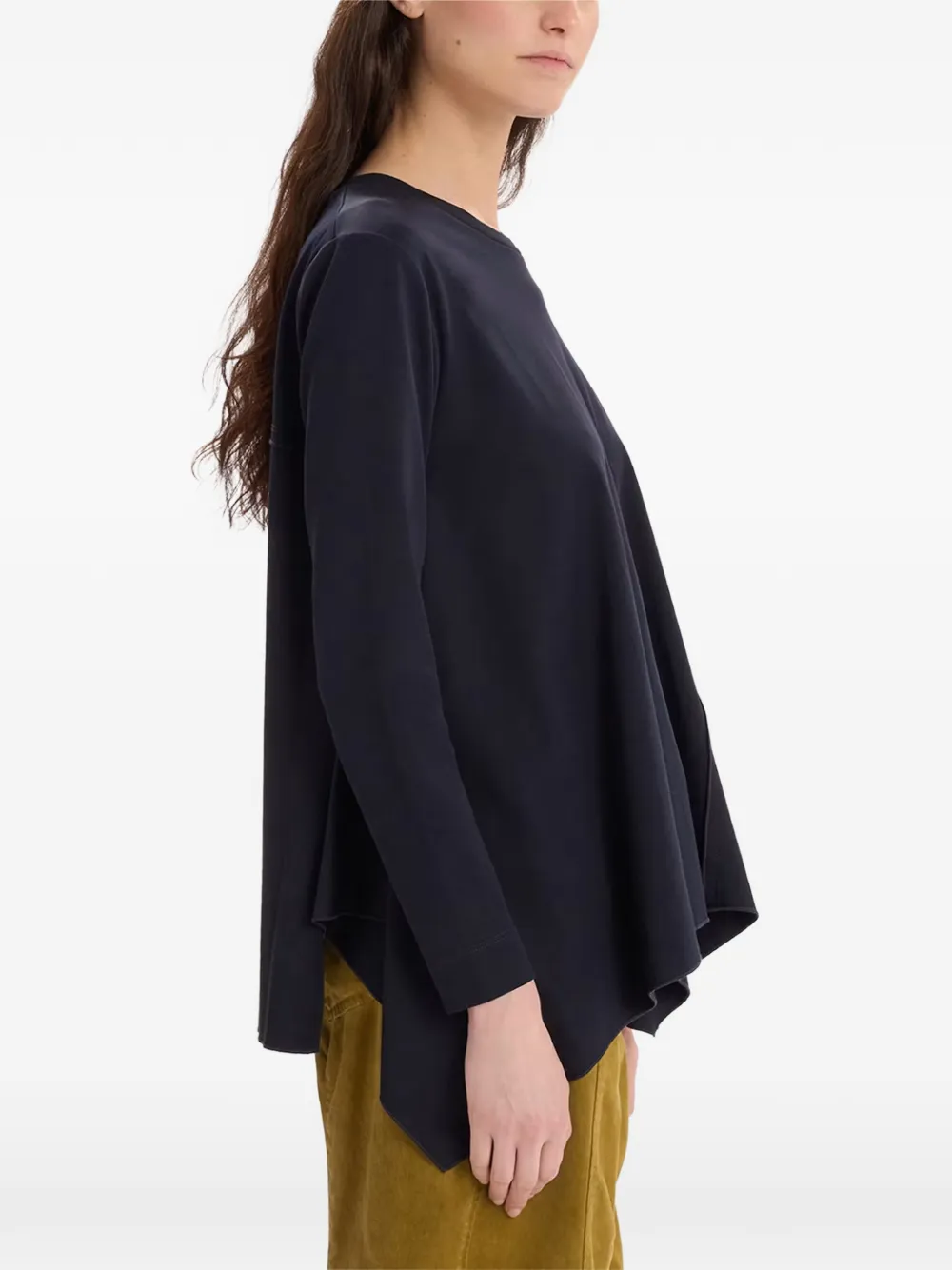 High Asymmetrisch T-shirt met lange mouwen Blauw