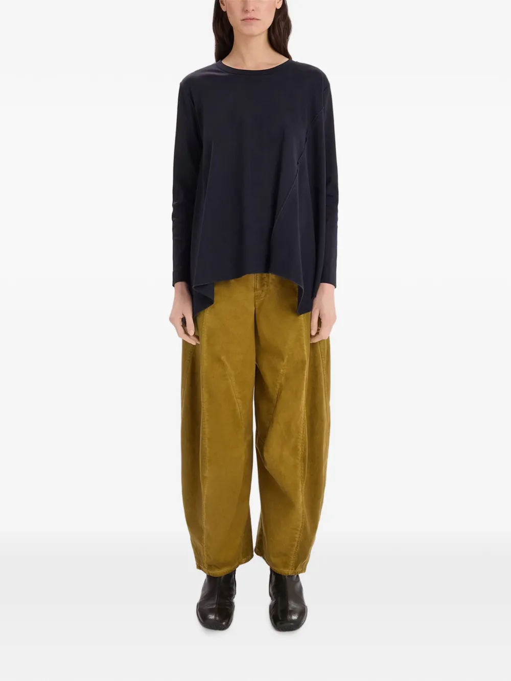 High Asymmetrisch T-shirt met lange mouwen Blauw