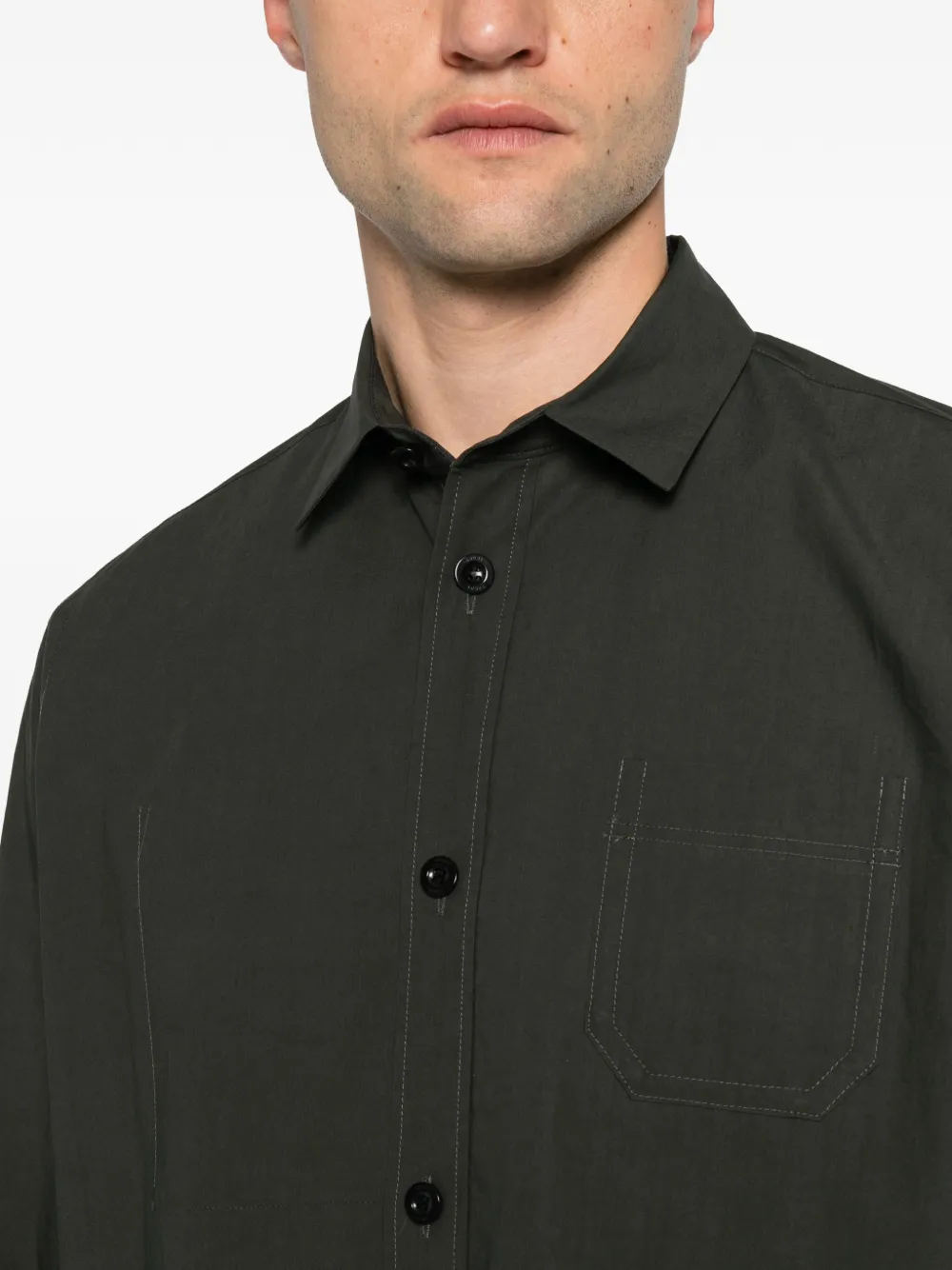 sacai chest-pocket button-up shirt Groen