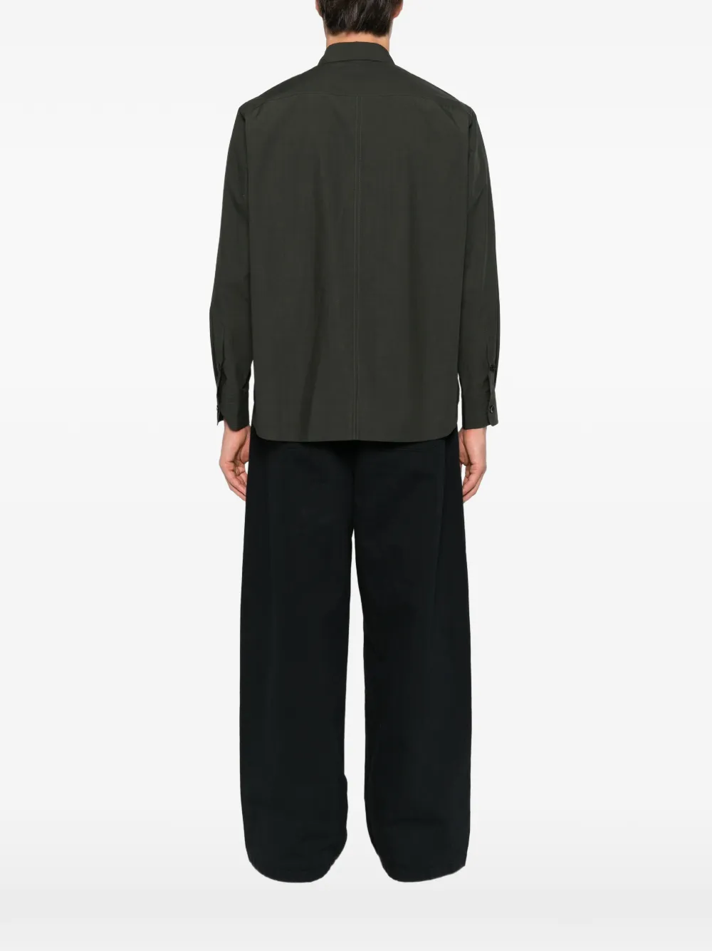 sacai chest-pocket button-up shirt Groen