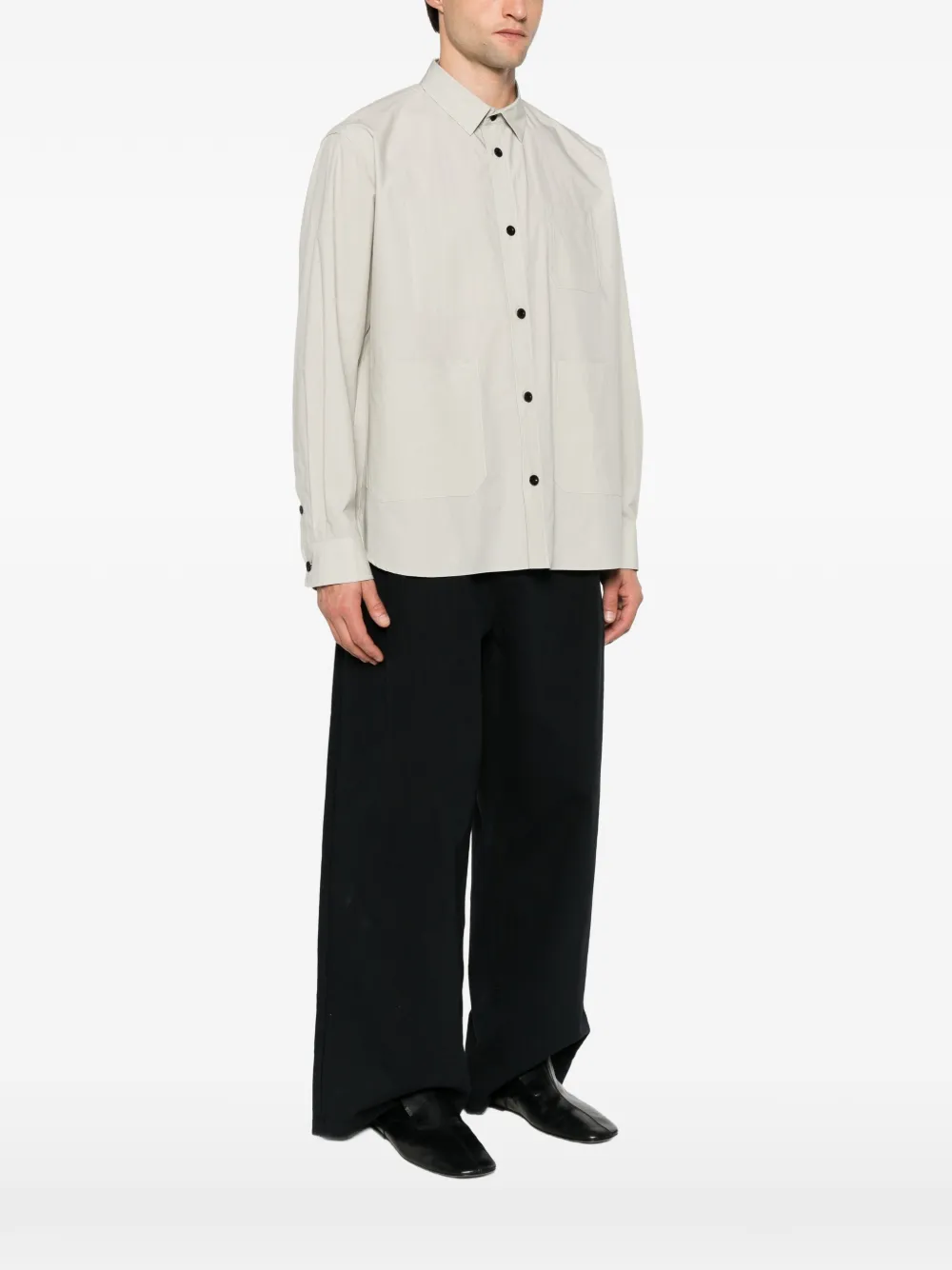 sacai patch-pocket shirt Beige
