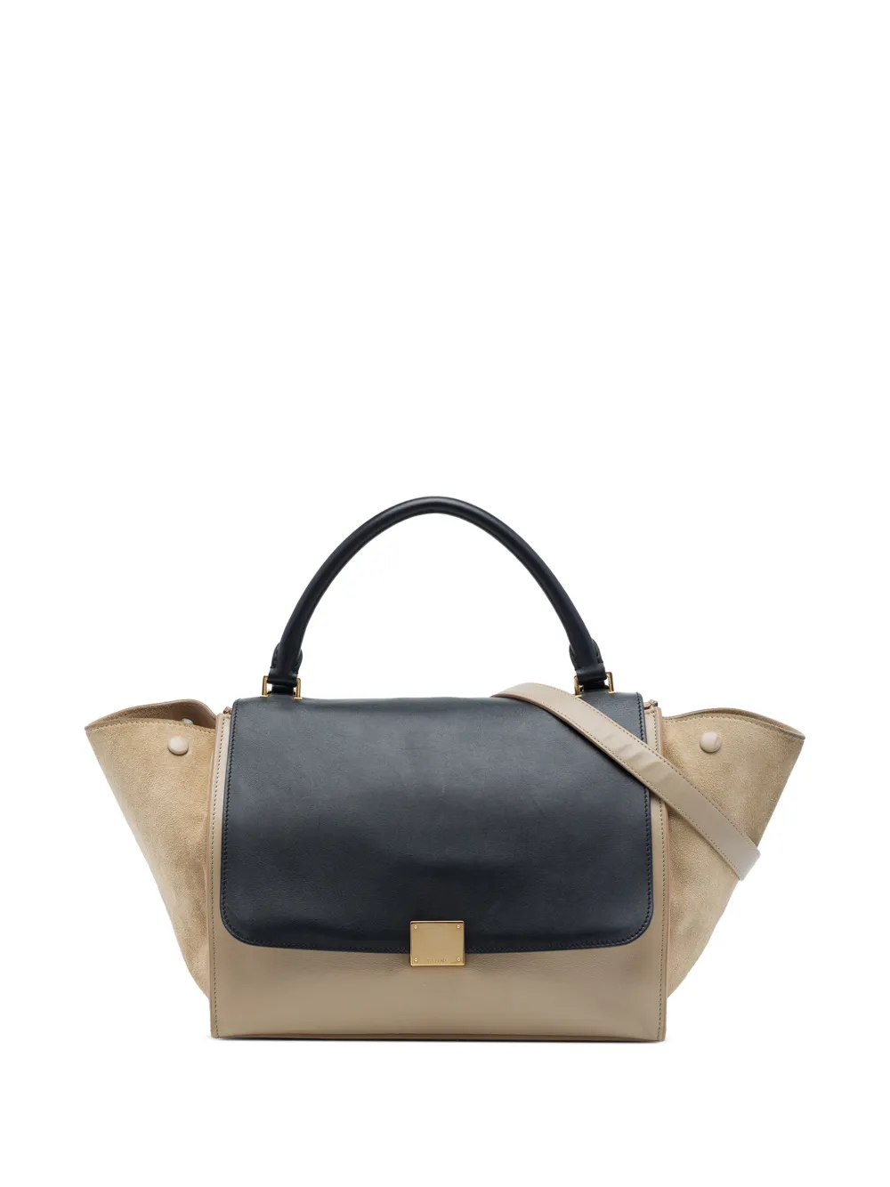 Celine Pre-Owned 2012 Medium Bicolor Calfskin and Suede Trapeze satchel - Nude