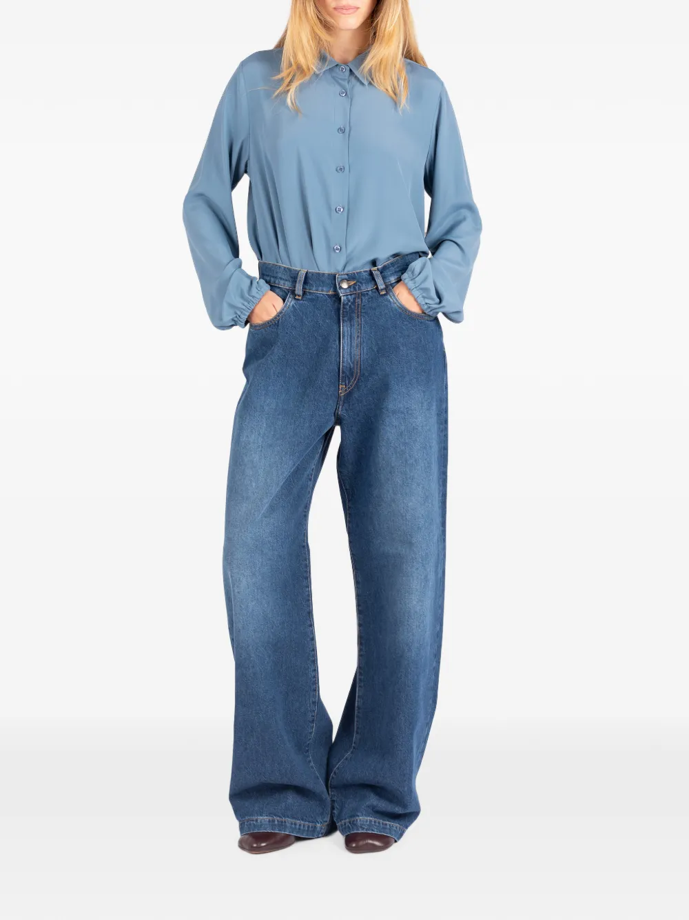 Société Anonyme Jeans met wijde pijpen Blauw