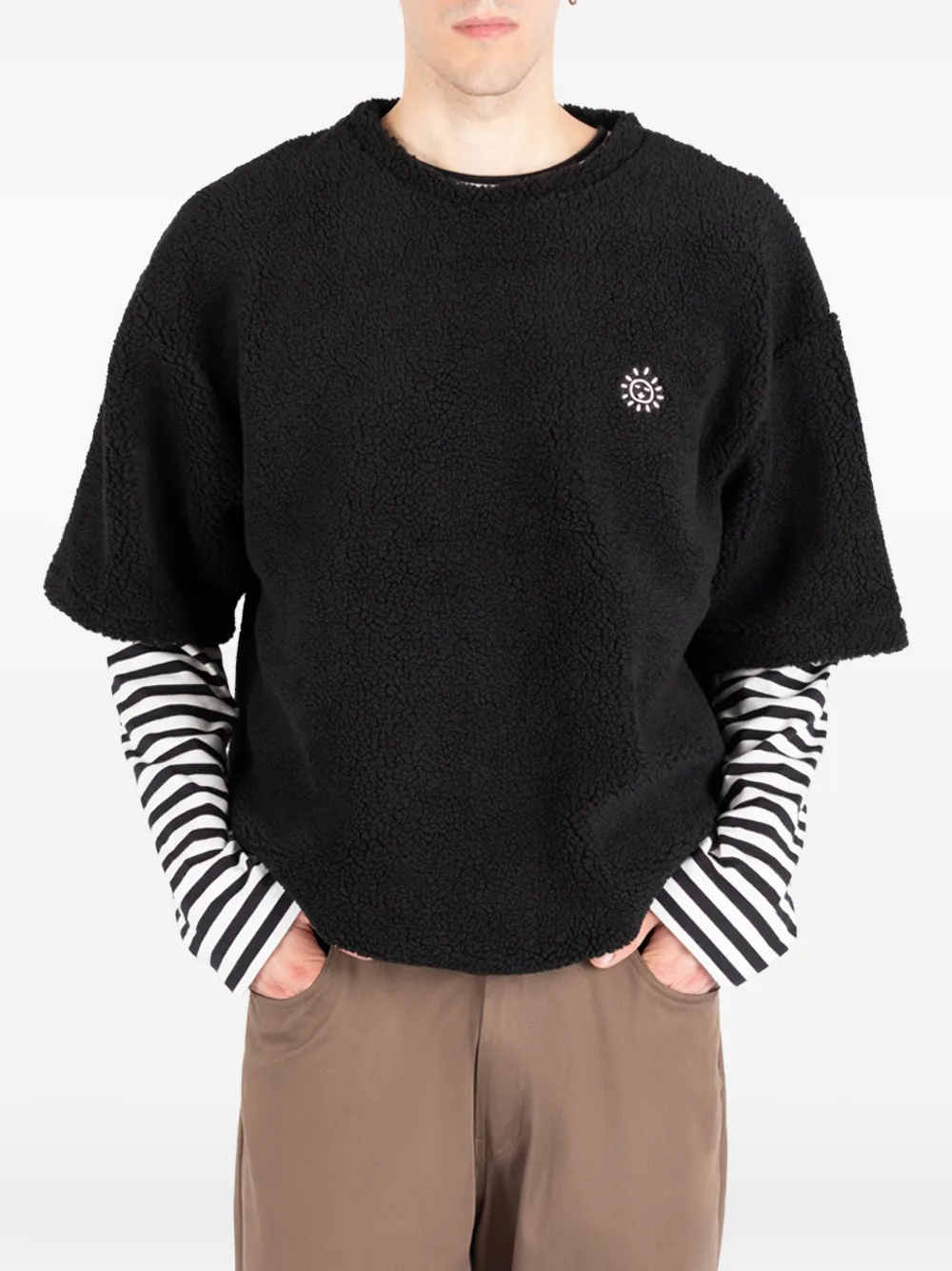 Société Anonyme Bear fleece-texture logo-patch T-shirt
