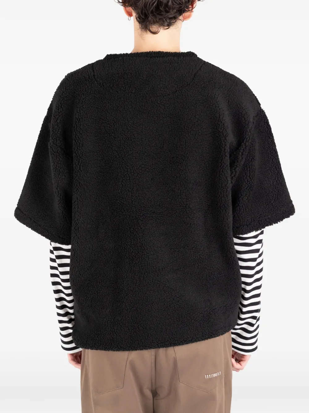 Société Anonyme Bear T-shirt met logopatch en fleece textuur Zwart