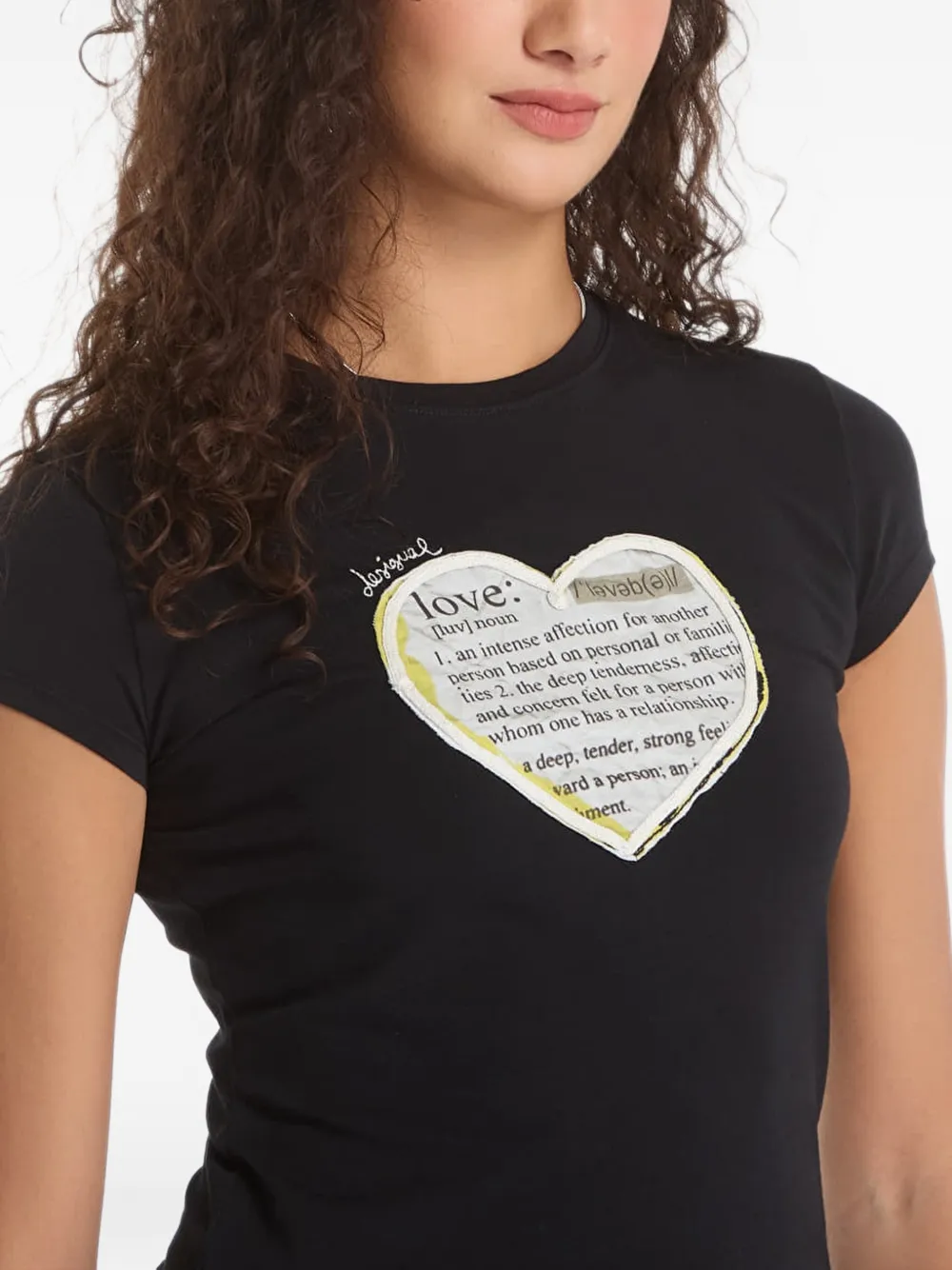 Desigual T-shirt met hartpatch Zwart