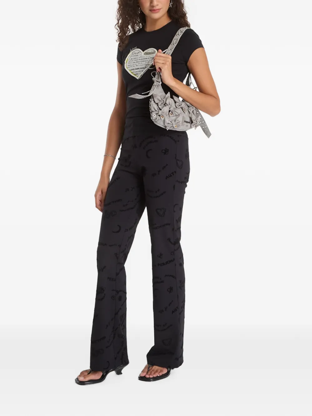 Desigual T-shirt met hartpatch Zwart