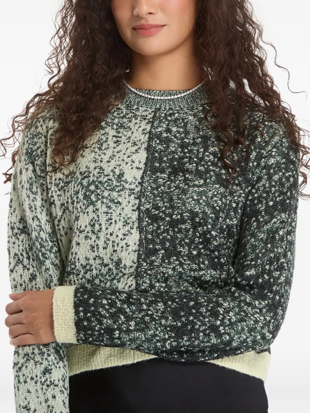 Desigual Tweekleurige trui met bloemenprint Groen