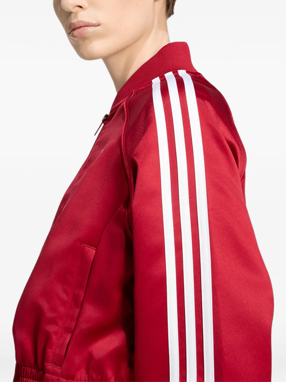 adidas Satin SST side-stripe bomber jacket Rood
