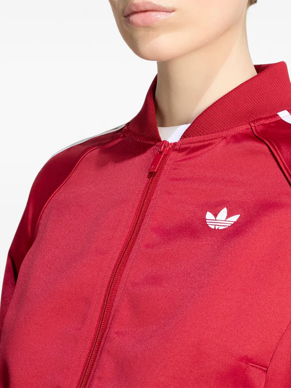 adidas Satin SST side-stripe bomber jacket Rood