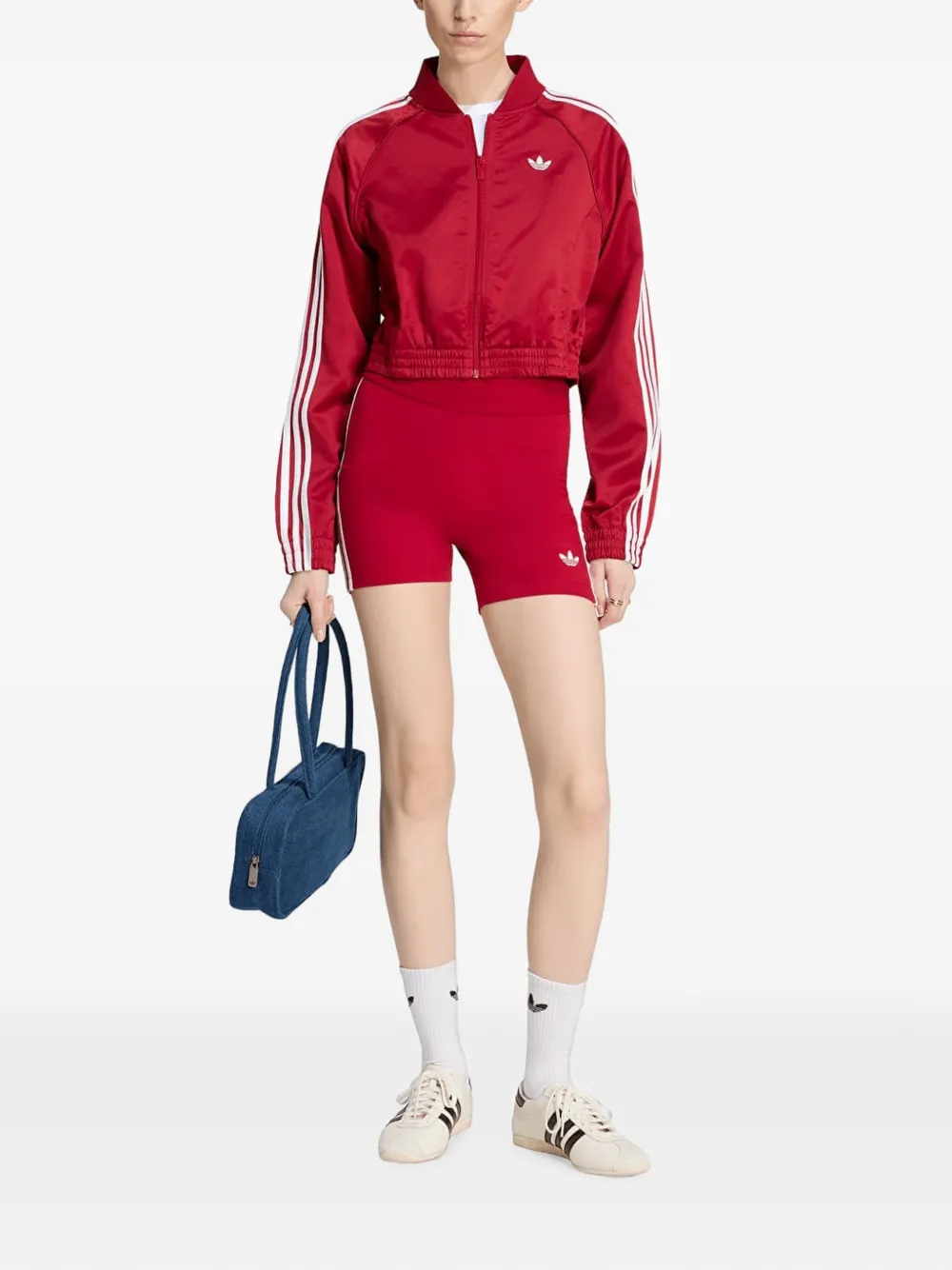 adidas Satin SST side-stripe bomber jacket Rood