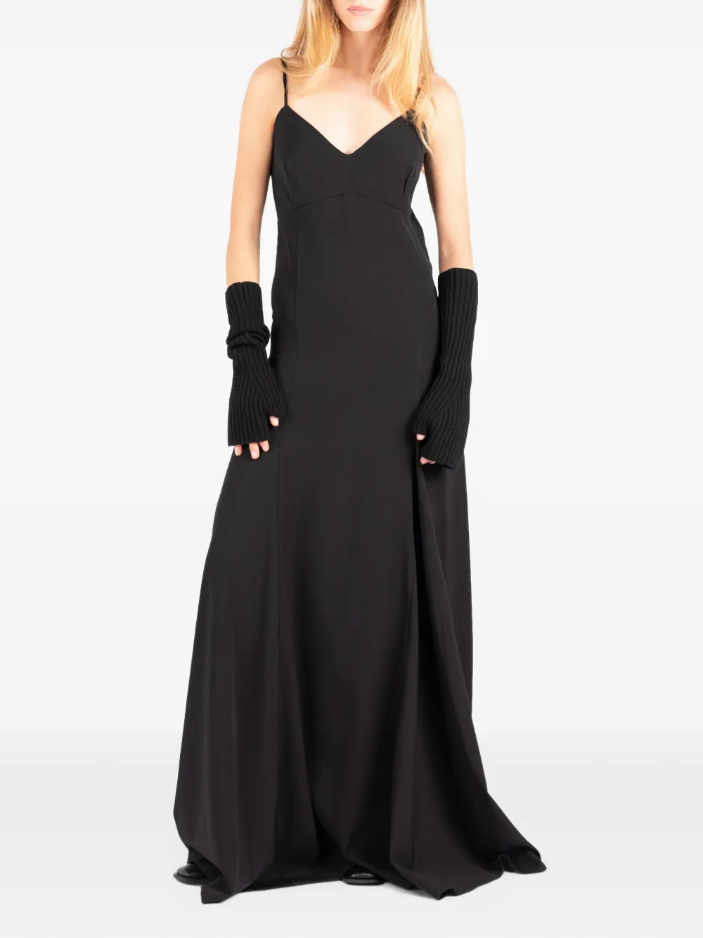 Société Anonyme V-neck Wool Maxi Dress In Black