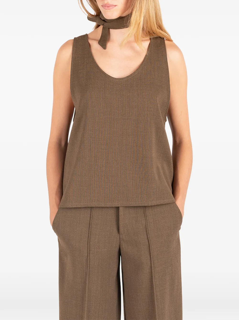 Société Anonyme Tuxedo neck-tie sleeveless top