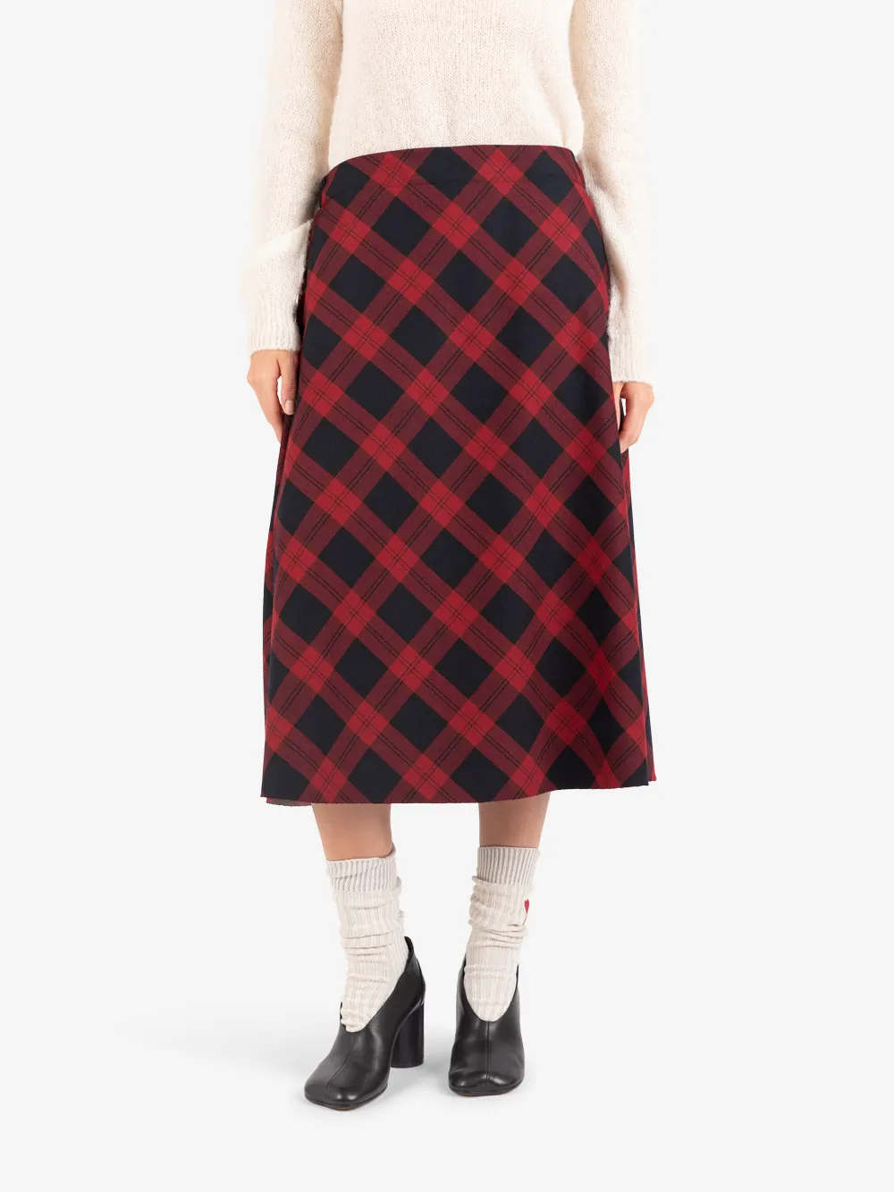 Société Anonyme Vero checked midi skirt