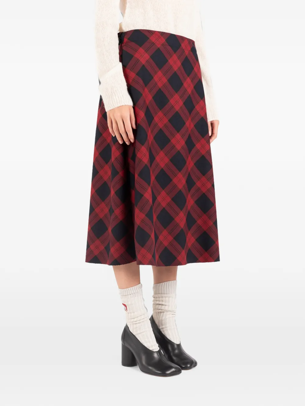 Société Anonyme Vero geruite midi-rok Rood