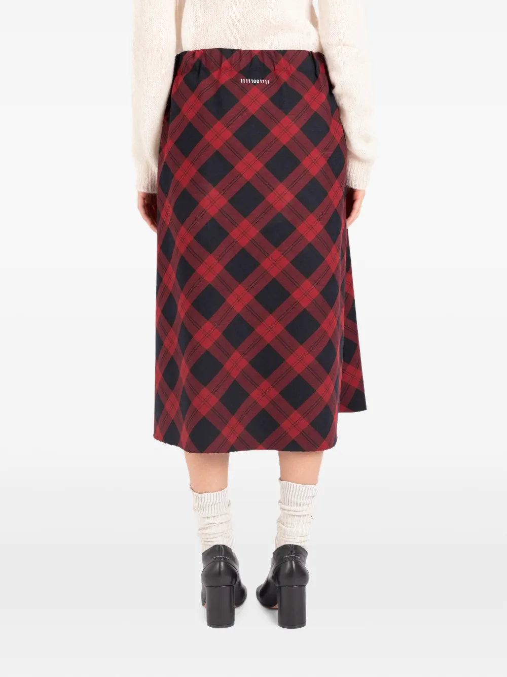 Société Anonyme Vero geruite midi-rok Rood