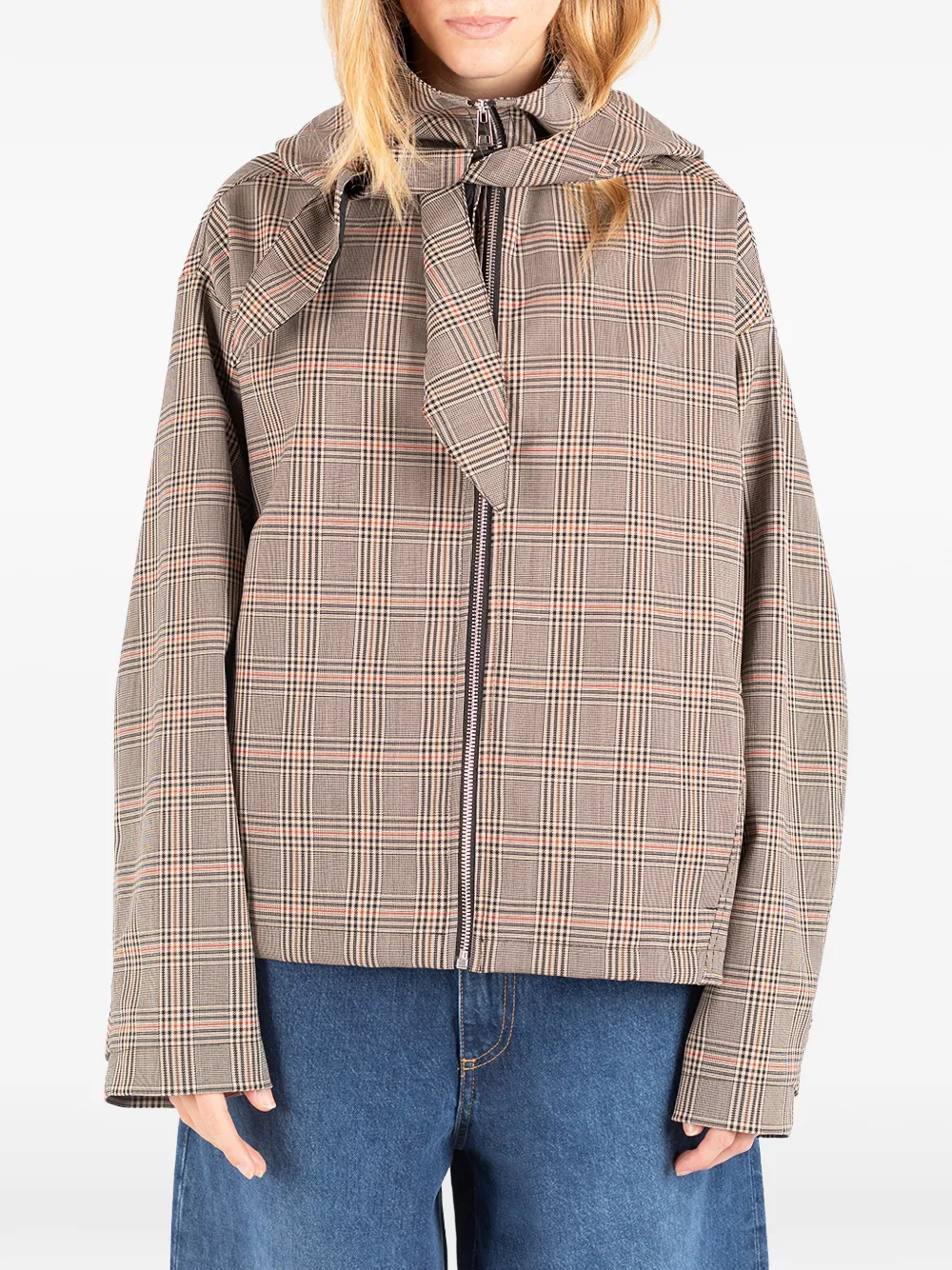 Société Anonyme Super Shell check-print hooded jacket
