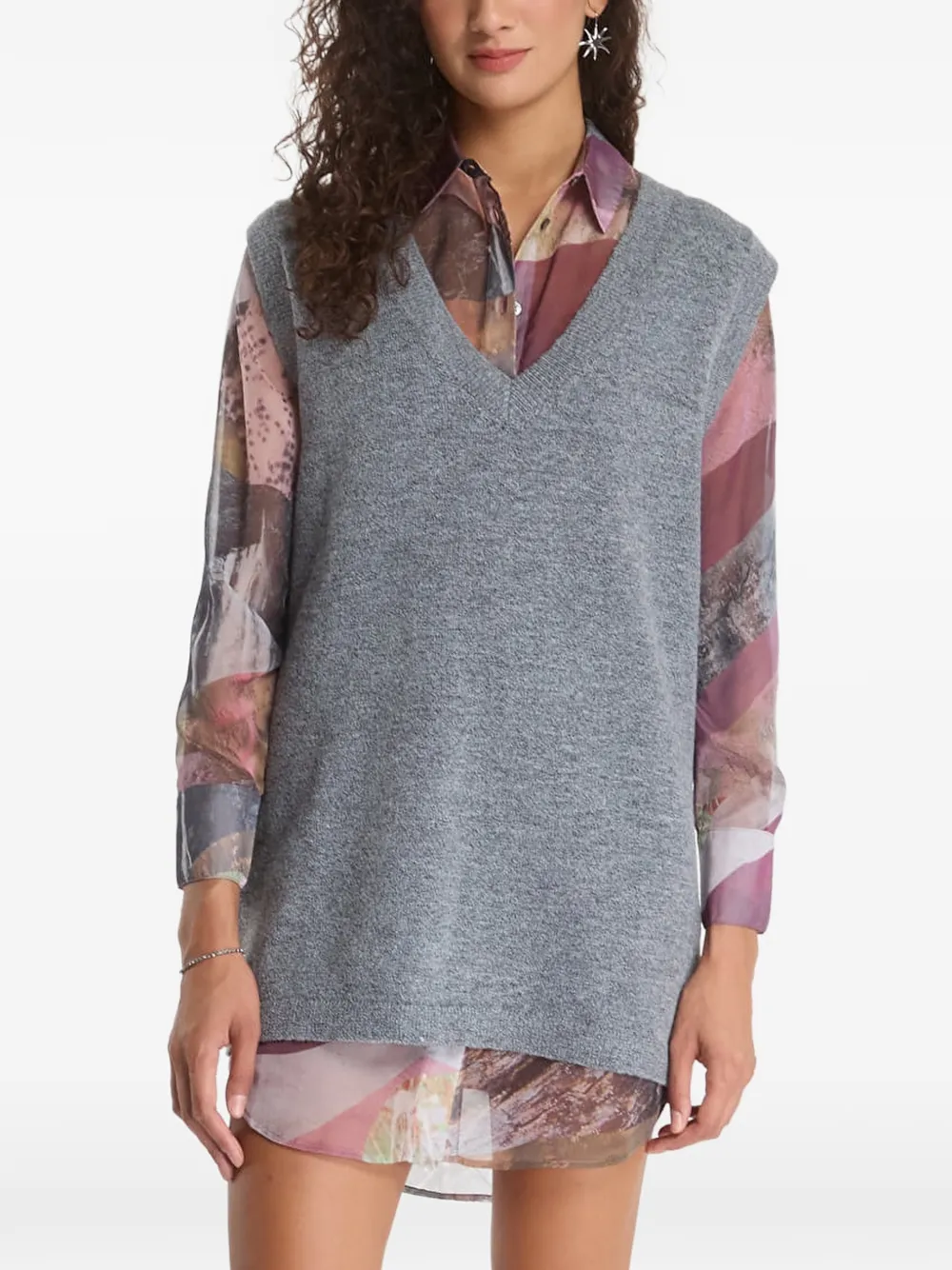 Desigual Mini-jurk met gelaagd-effect en V-hals Grijs