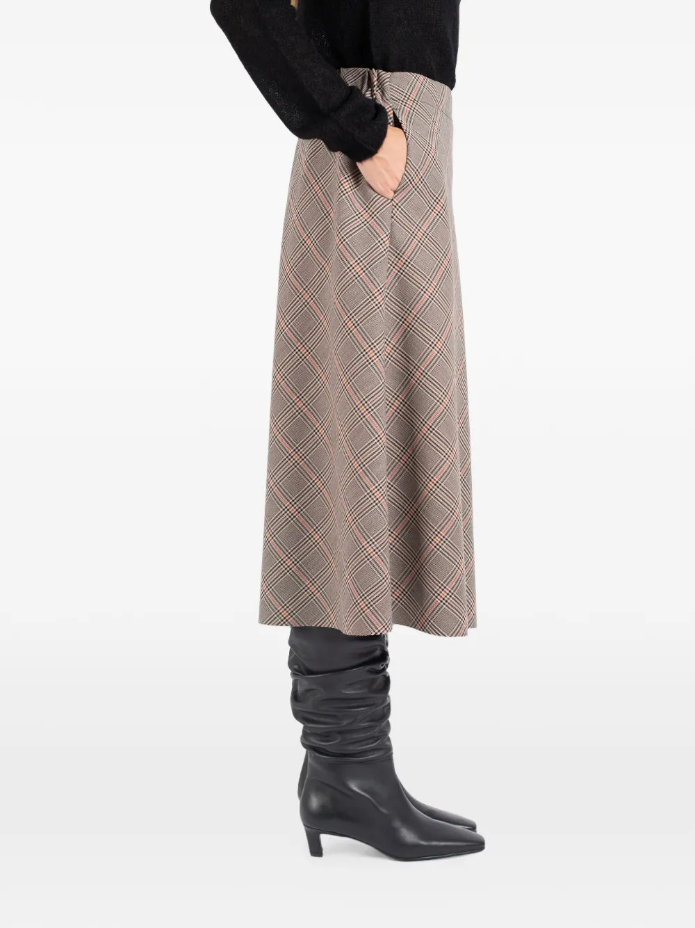 Société Anonyme Vero geruite midi-rok Beige