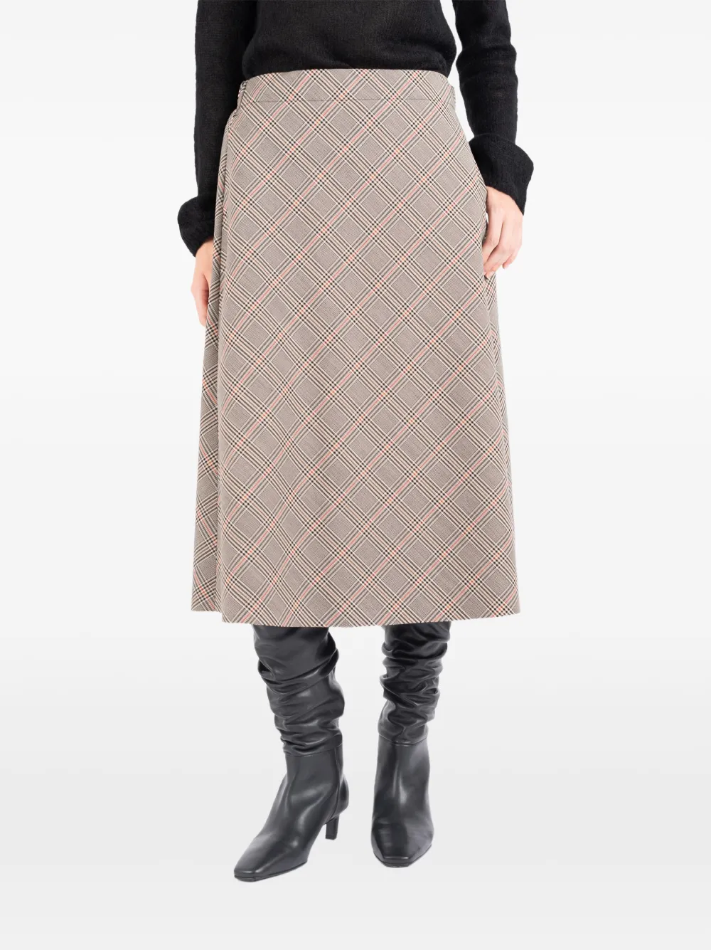 Société Anonyme Vero geruite midi-rok Beige