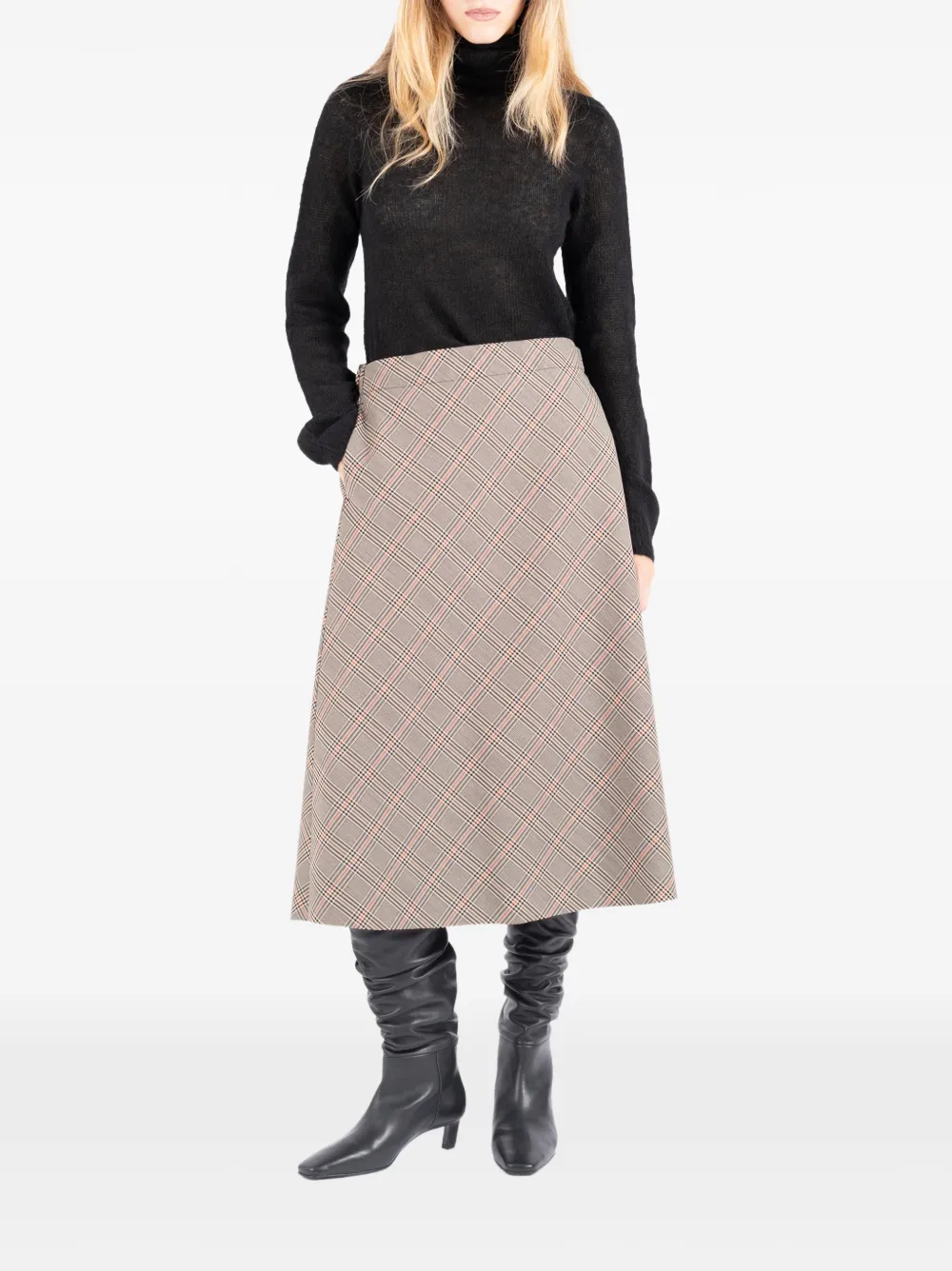 Société Anonyme Vero checked midi skirt - Toni neutri