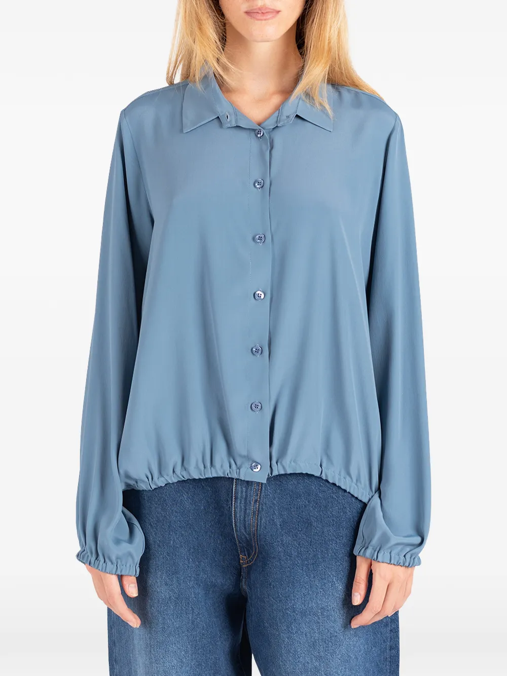 Société Anonyme Lepainer elasticated-hem long-sleeve blouse