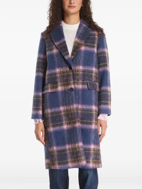Desigual check-pattern notched-lapels coat