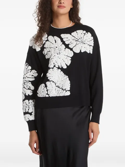 Desigual leaf-intarsia crew-neck sweater
