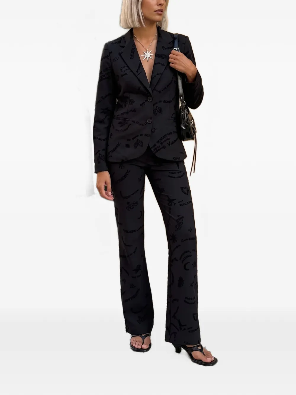 Desigual Blazer met grafische print en knoopsluiting Zwart