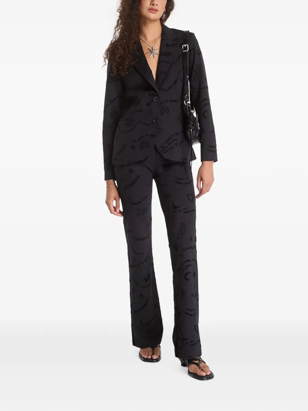 Desigual Blazer met grafische print en knoopsluiting Zwart